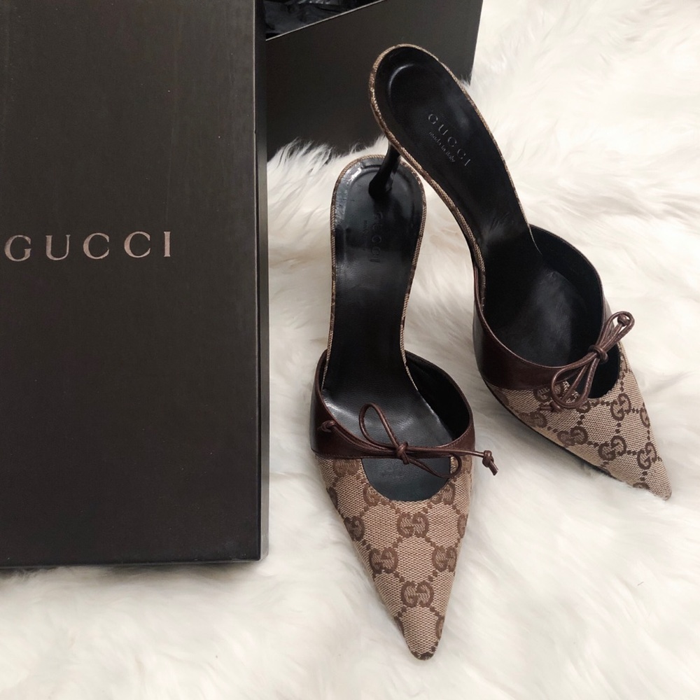 Vintage GUCCI Monogram Mules